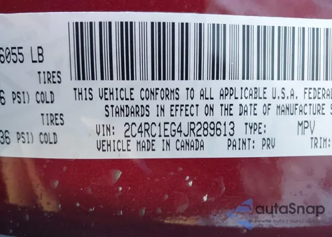 2018 Chrysler Pacifica Touring L Plus из США, поврежденный, VIN 2C4RC1EG4JR289613